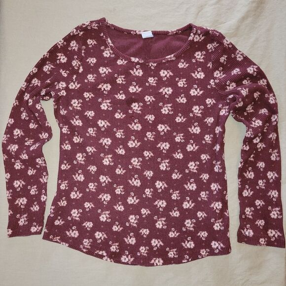 Old navy size L 10/12 ribbed floral Printed Knit longsleeve Shirt - Picture 1 of 2